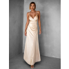 Krémové dlouhé saténové šaty ARANKA s výstřihem