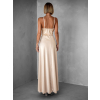 Krémové dlouhé saténové šaty ARANKA s výstřihem