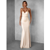 Krémové dlouhé saténové šaty MARSELLE s odhalenými zády