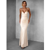 Krémové dlouhé saténové šaty MARSELLE s odhalenými zády
