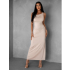Krémové elegantní elastické dlouhé šaty BURATA