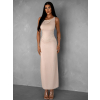 Krémové elegantní elastické dlouhé šaty BURATA
