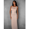 Krémové elegantní elastické dlouhé šaty BURATA