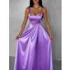 Fialové dlouhé saténové šaty HELSIN na ramínka