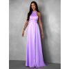 Fialové saténové dlouhé šaty HAMBUR