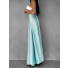 Mentolová saténová dlouhá sukně DENISSE zavinovací