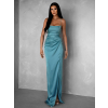 Mentolové dlouhé saténové šaty CONNOR na ramínka