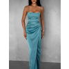 Mentolové dlouhé saténové šaty CONNOR na ramínka