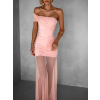 Světle růžové variabilní dlouhé šaty FERRIER se šátkem