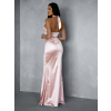 Světle růžové dlouhé saténové šaty PULONA