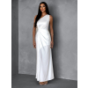 Bílé dlouhé elegantní šaty FIAMMAR na jedno rameno