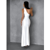 Bílé dlouhé elegantní šaty FIAMMAR na jedno rameno