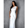 Bílé dlouhé elegantní šaty FIAMMAR na jedno rameno