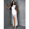 Bílé dlouhé elegantní šaty FIAMMAR na jedno rameno