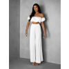Bílý letní plisovaný kalhotový komplet VISEU