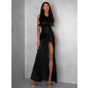 Černé dlouhé společenské šaty PULONA s rozparkem
