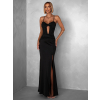 Černé dlouhé společenské šaty LIMONA s průstřihy