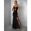 Černé dlouhé společenské šaty LIMONA s průstřihy