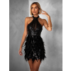 Luxusní černé koktejlové šaty BOZANA s flitry