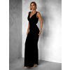 Černé elegantní dlouhé šaty BROULIO s výstřihem