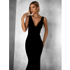 Černé elegantní dlouhé šaty BROULIO s výstřihem