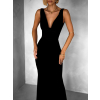 Černé elegantní dlouhé šaty BROULIO s výstřihem