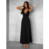 Černé elegantní dlouhé šaty SAURANA s rozparkem