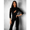 Černý elegantní společenský overal LIBORA s průstřihy