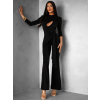 Černý elegantní společenský overal LIBORA s průstřihy