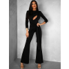 Černý elegantní společenský overal LIBORA s průstřihy