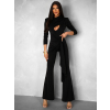Černý elegantní společenský overal LIBORA s průstřihy