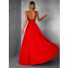 Červené dlouhé elegantní šaty LAENOR s výstřihem