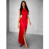 Červené dlouhé společenské šaty PULONA s rozparkem