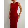 Červené řasené dlouhé elastické šaty ARNIA
