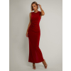 Červené řasené dlouhé elastické šaty ARNIA