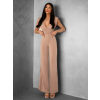 Hnědý elegantní dlouhý společenský overal ELSASA