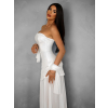 Bílé elegantní dlouhé šaty TYNELA se šálem