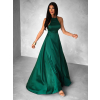 Smaragdové dlouhé saténové šaty HAMBUR