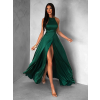 Smaragdové dlouhé saténové šaty HAMBUR