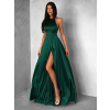 Smaragdové dlouhé saténové šaty HAMBUR