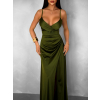 Khaki dlouhé saténové šaty ARANKA