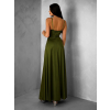 Khaki dlouhé saténové šaty ARANKA