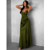 Khaki dlouhé saténové šaty ARANKA