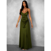 Khaki dlouhé saténové šaty ARANKA