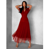 Bordó tylové dlouhé šaty VOLYADA