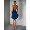 Petrolejové krátké áčkové saténové šaty KALLE
