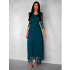 Petrolejové dlouhé společenské šaty ASHER