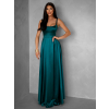 Smaragdové dlouhé saténové šaty HELSIN na ramínka