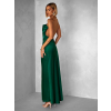 Smaragdové dlouhé saténové šaty UNUTA s odhalenými zády