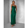 Smaragdové dlouhé saténové šaty UNUTA s odhalenými zády